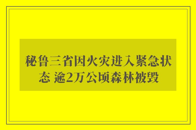 秘鲁三省因火灾进入紧急状态 逾2万公顷森林被毁