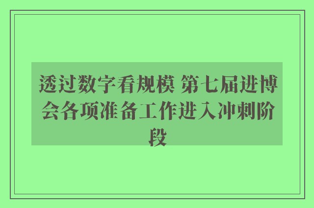 透过数字看规模 第七届进博会各项准备工作进入冲刺阶段