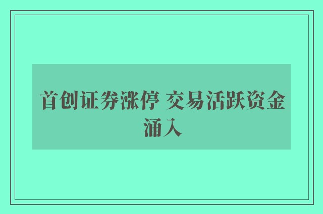 首创证券涨停 交易活跃资金涌入